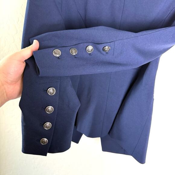 White House Black Market Navy Blue Military Button Blazer Jacket 0 570277166 - Picture 10 of 16
